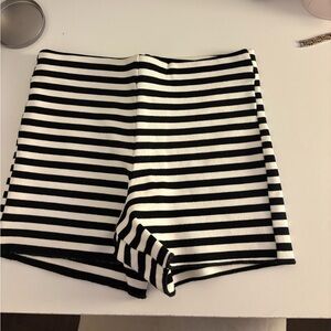 Zara Black and White Striped beach Shorts